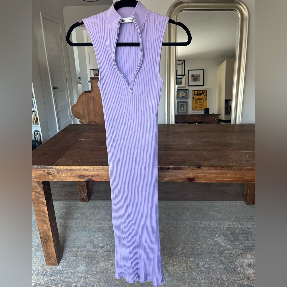 Zara Lavender Ribbed Maxi Dress